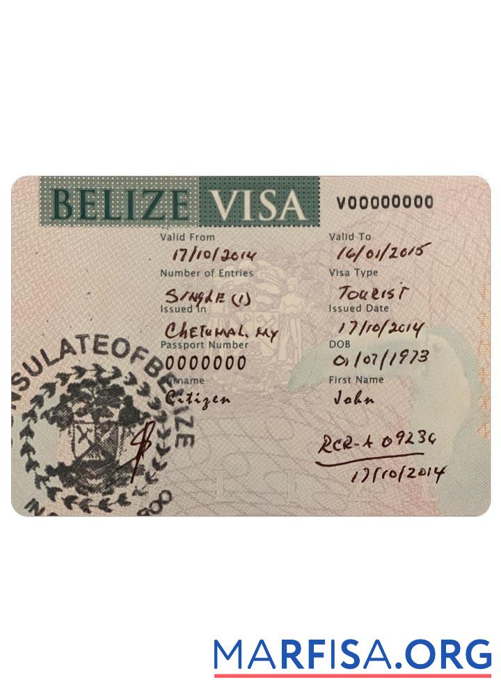 Downloadable Belize visa download for verification